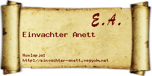 Einvachter Anett névjegykártya