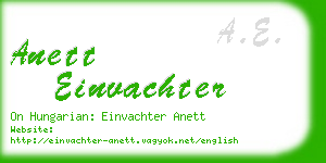 anett einvachter business card